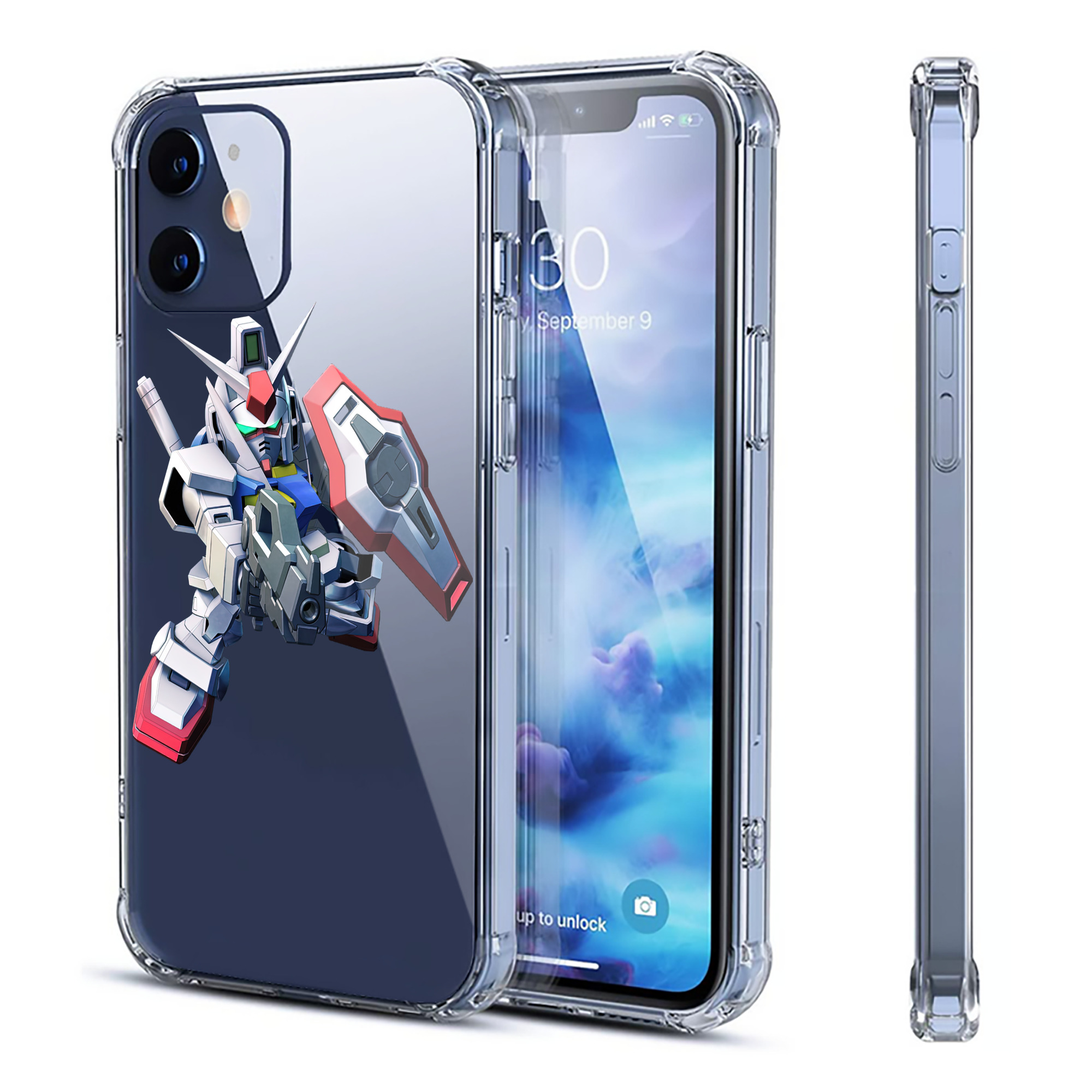 （画像用） 機動戦士ガンダム Mobile Suit Gundam 【iPhone 12シリーズ対応】透明スマホケース（クリアソフトケース）